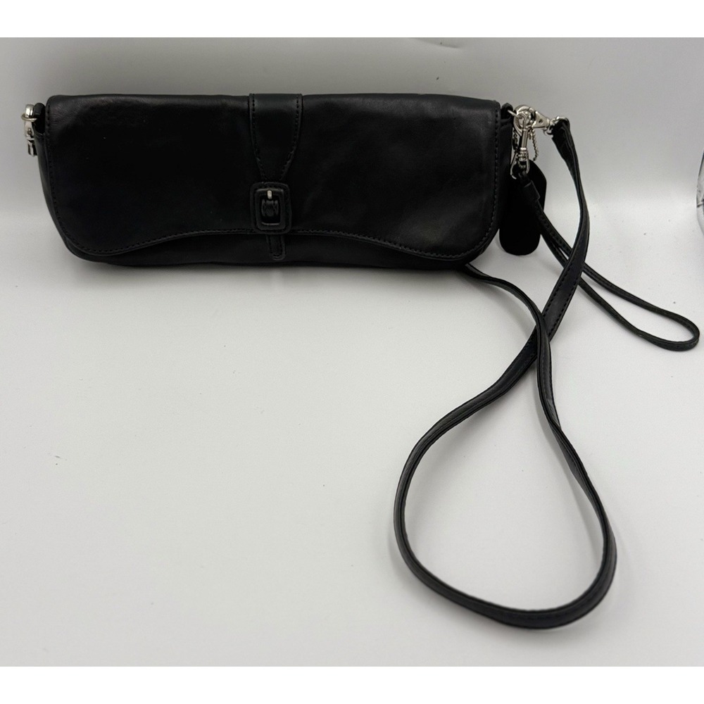 Vintage Worthington Genuine Leather Baguette Shoulder Crossbody Bag Blue Y2K